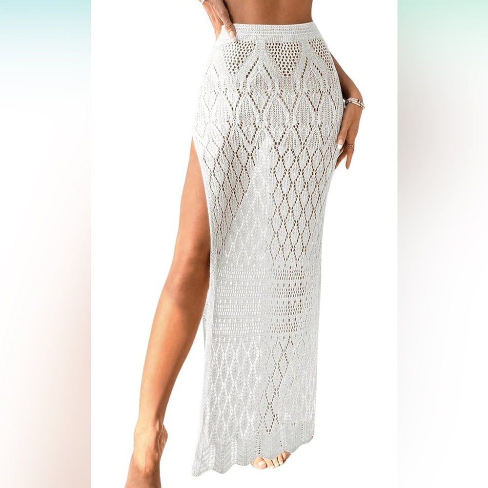 White Crochet Maxi Skirt / Swim Cover Up